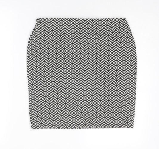 Dorothy Perkins Womens Black Geometric Polyester Bandage Skirt Size 10