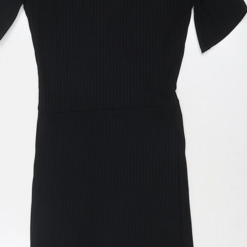 New Look Womens Black Polyester Bodycon Size 10 V-Neck Pullover