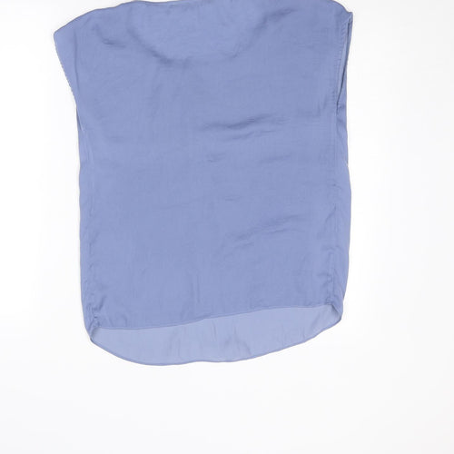 Zara Womens Blue Polyester Basic T-Shirt Size XS Boat Neck - Front Detail