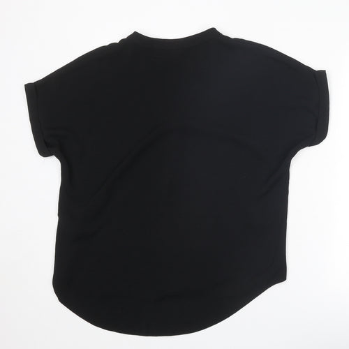 New Look Womens Black Polyester Basic T-Shirt Size 16 V-Neck