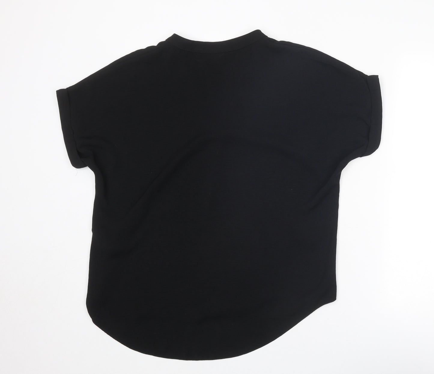 New Look Womens Black Polyester Basic T-Shirt Size 16 V-Neck