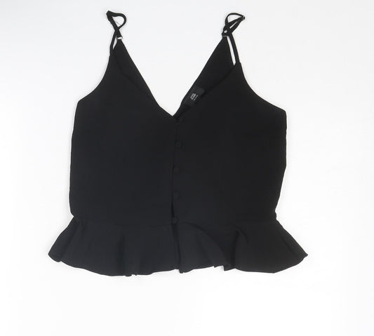 River Island Womens Black Polyester Camisole Tank Size 8 V-Neck