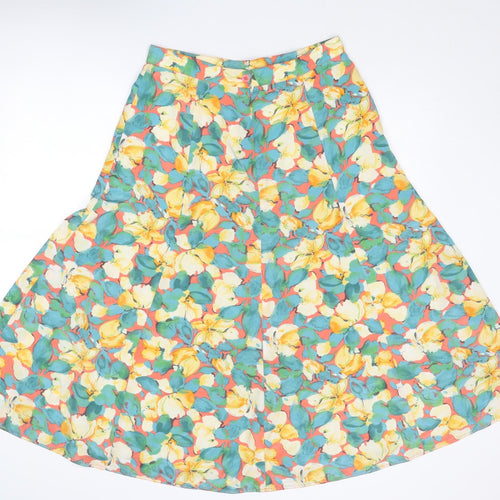 Viyella Womens Multicoloured Floral Polyester Swing Skirt Size 16 Zip