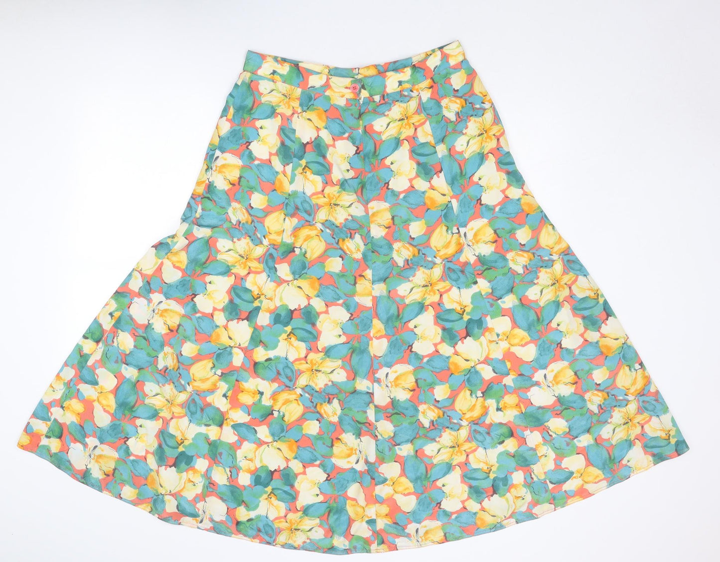 Viyella Womens Multicoloured Floral Polyester Swing Skirt Size 16 Zip