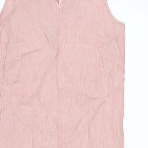Racing Green Womens Pink Linen A-Line Size 12 V-Neck Pullover