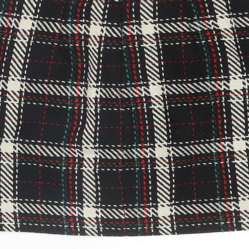 Warehouse Womens Black Plaid Polyester A-Line Skirt Size 10 Zip
