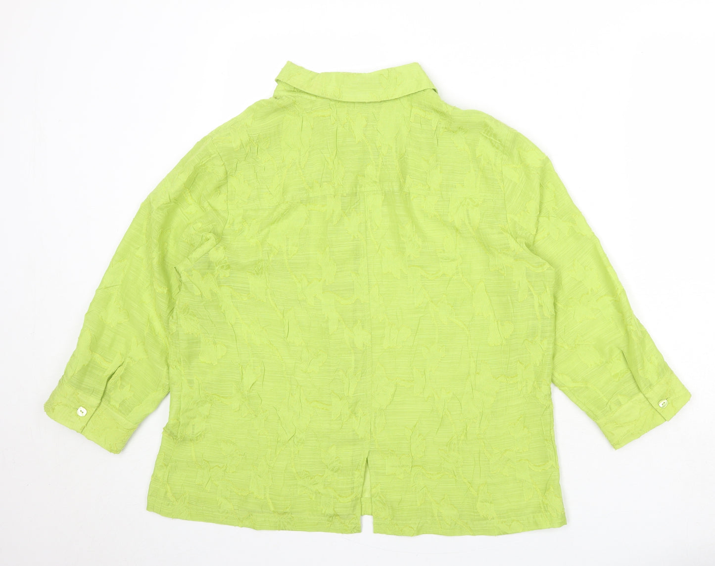 Coldwater Creek Womens Green Polyester Basic Button-Up Size M Collared