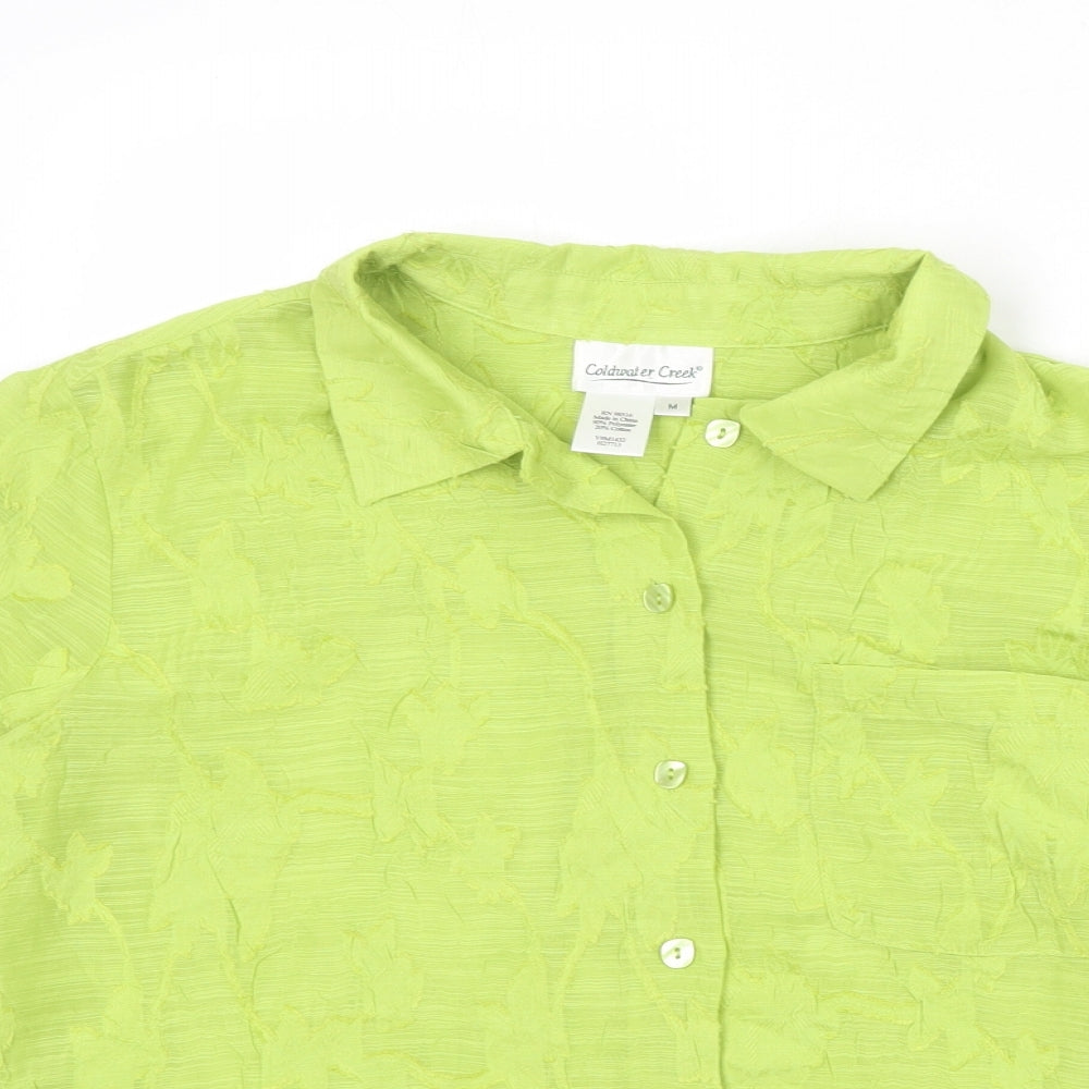 Coldwater Creek Womens Green Polyester Basic Button-Up Size M Collared