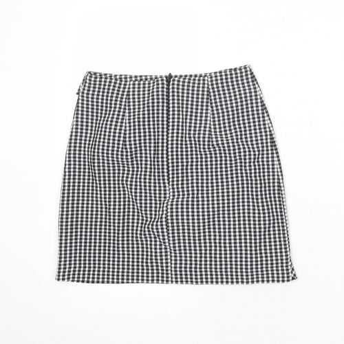 H&M Womens Multicoloured Check Viscose A-Line Skirt Size 8 Zip