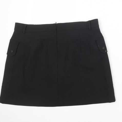 Marks and Spencer Womens Black Polyester Cargo Skirt Size 18 Zip
