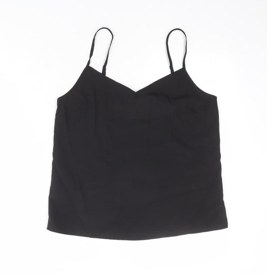 Marks and Spencer Womens Black Polyester Basic Tank Size 10 V-Neck