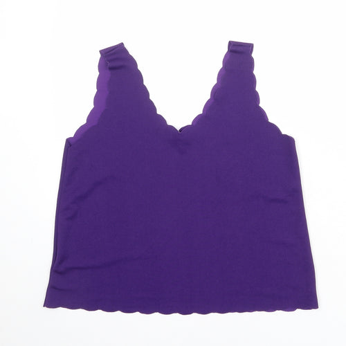 Liquid Womens Purple Polyester Camisole Tank Size M V-Neck - Size M-L Scallop Trim