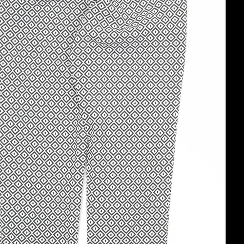 New Look Womens White Geometric Polyester Chino Trousers Size 14 Regular Zip