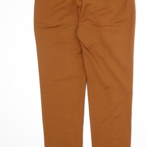 Zara Womens Brown Cotton Chino Trousers Size 12 Regular Zip