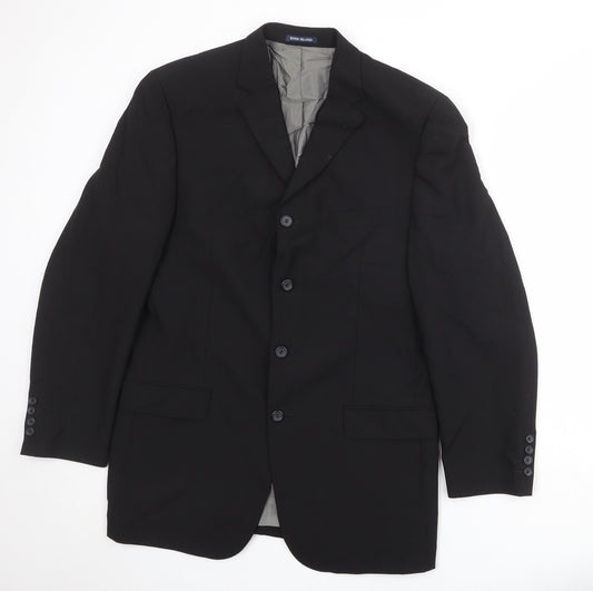 River Island Mens Black Wool Jacket Suit Jacket Size 42 Regular