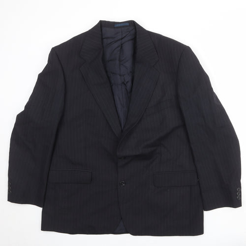 St Michael Mens Black Striped Polyester Jacket Suit Jacket Size 44 Regular