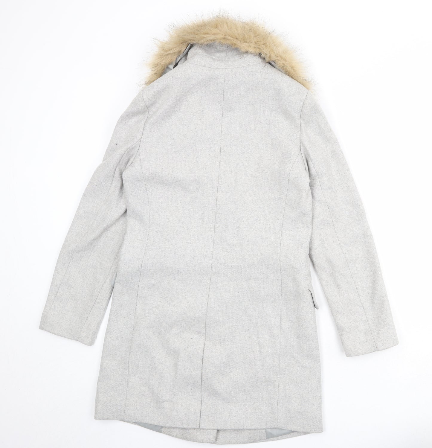 Topshop Womens Grey Overcoat Coat Size 8 Button