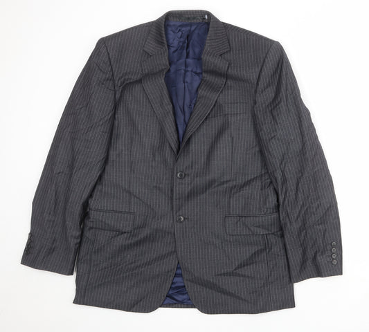 John Lewis Mens Grey Striped Wool Jacket Suit Jacket Size 42 Regular