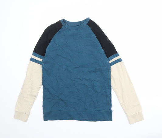 NEXT Boys Blue Colourblock 100% Cotton Pullover Sweatshirt Size 11 Years Pullover