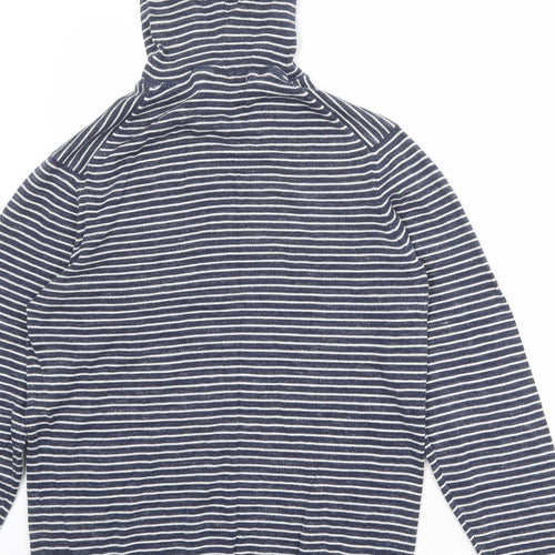 H&M Womens Blue Striped 100% Cotton Pullover Hoodie Size M Pullover