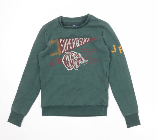 Superdry Womens Green Cotton Pullover Sweatshirt Size 6 Pullover - Tiger