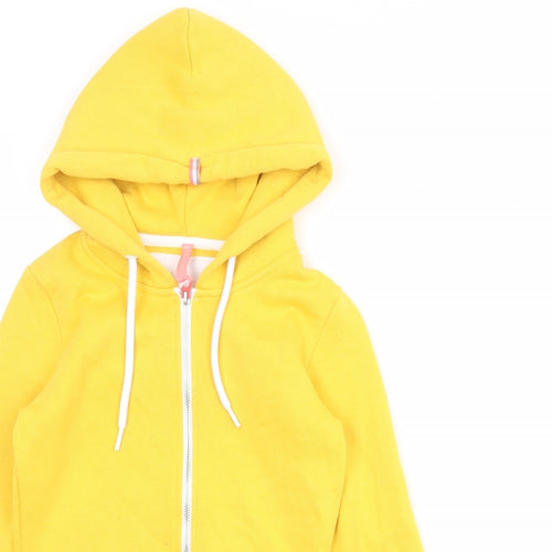 Superdry Womens Yellow Polyester Full Zip Hoodie Size 6 Zip