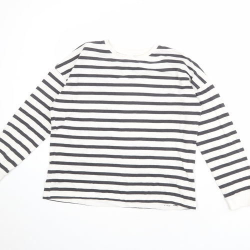 NEXT Girls White Striped 100% Cotton Pullover Sweatshirt Size 11 Years Pullover