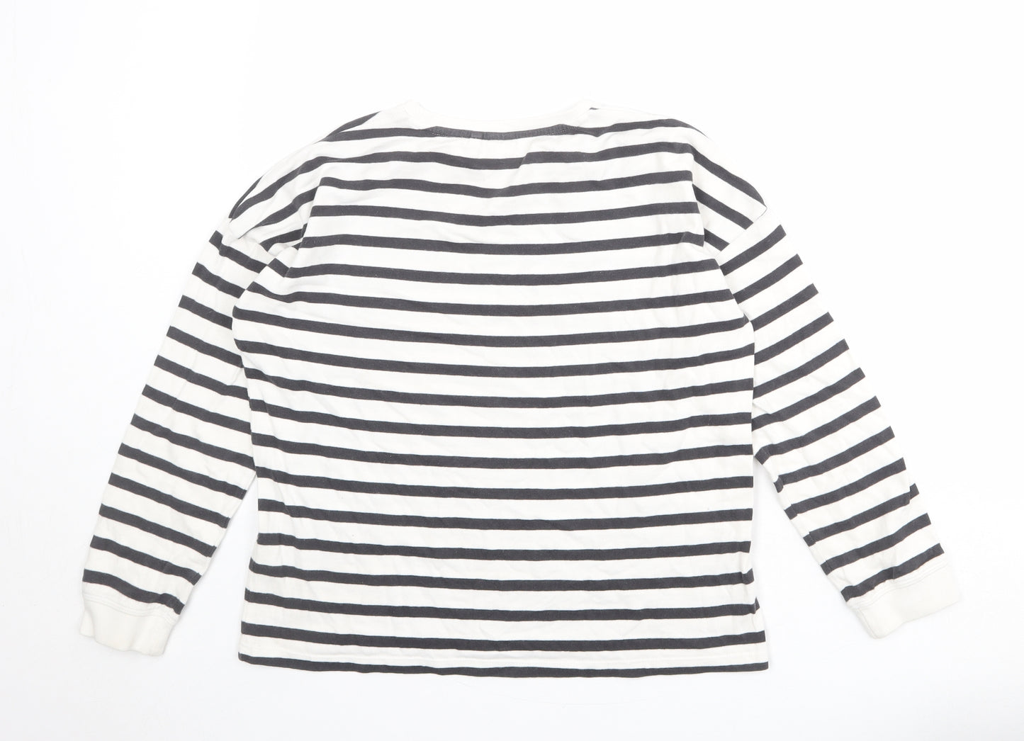 NEXT Girls White Striped 100% Cotton Pullover Sweatshirt Size 11 Years Pullover