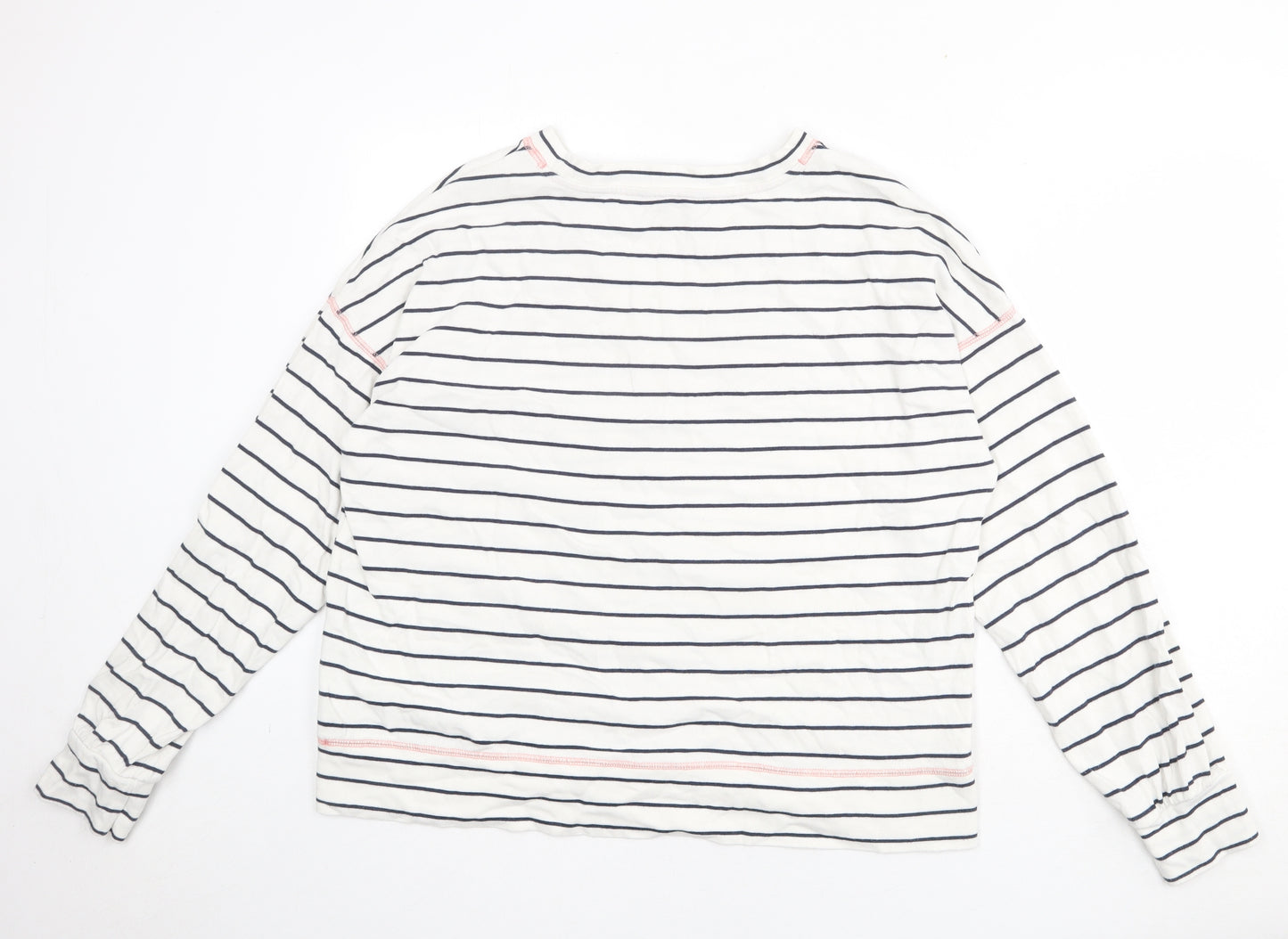 NEXT Womens White Striped Cotton Pullover Sweatshirt Size L Pullover - Love