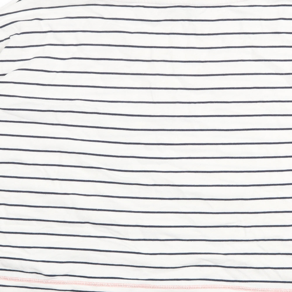 NEXT Womens White Striped Cotton Pullover Sweatshirt Size L Pullover - Love