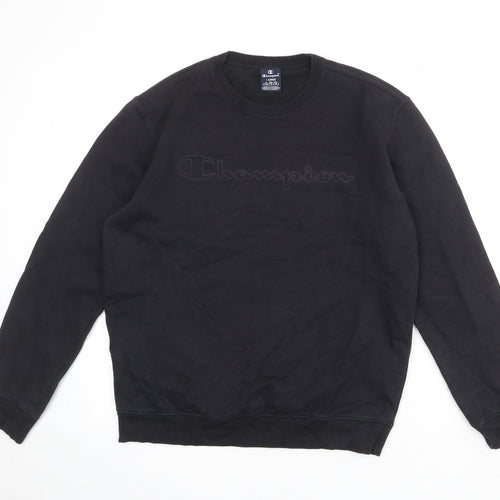 Champion Mens Black Cotton Pullover Sweatshirt Size L