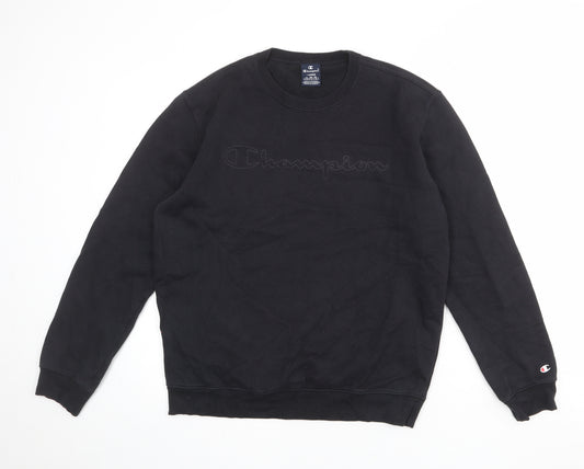 Champion Mens Black Cotton Pullover Sweatshirt Size L