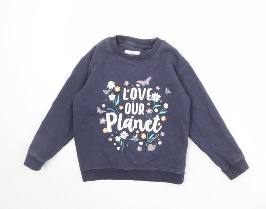Fat Face Girls Blue Cotton Pullover Sweatshirt Size 7-8 Years Pullover - Love Our Planet