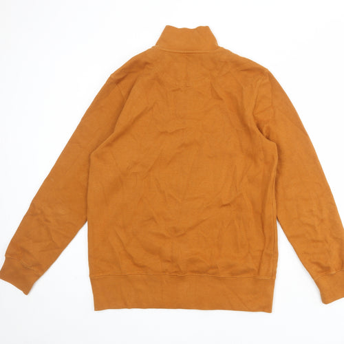 John Lewis Mens Orange Cotton Henley Sweatshirt Size S