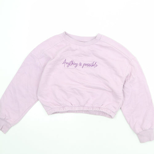 NEXT Girls Purple Cotton Pullover Sweatshirt Size 9 Years Pullover - Anything is Possible