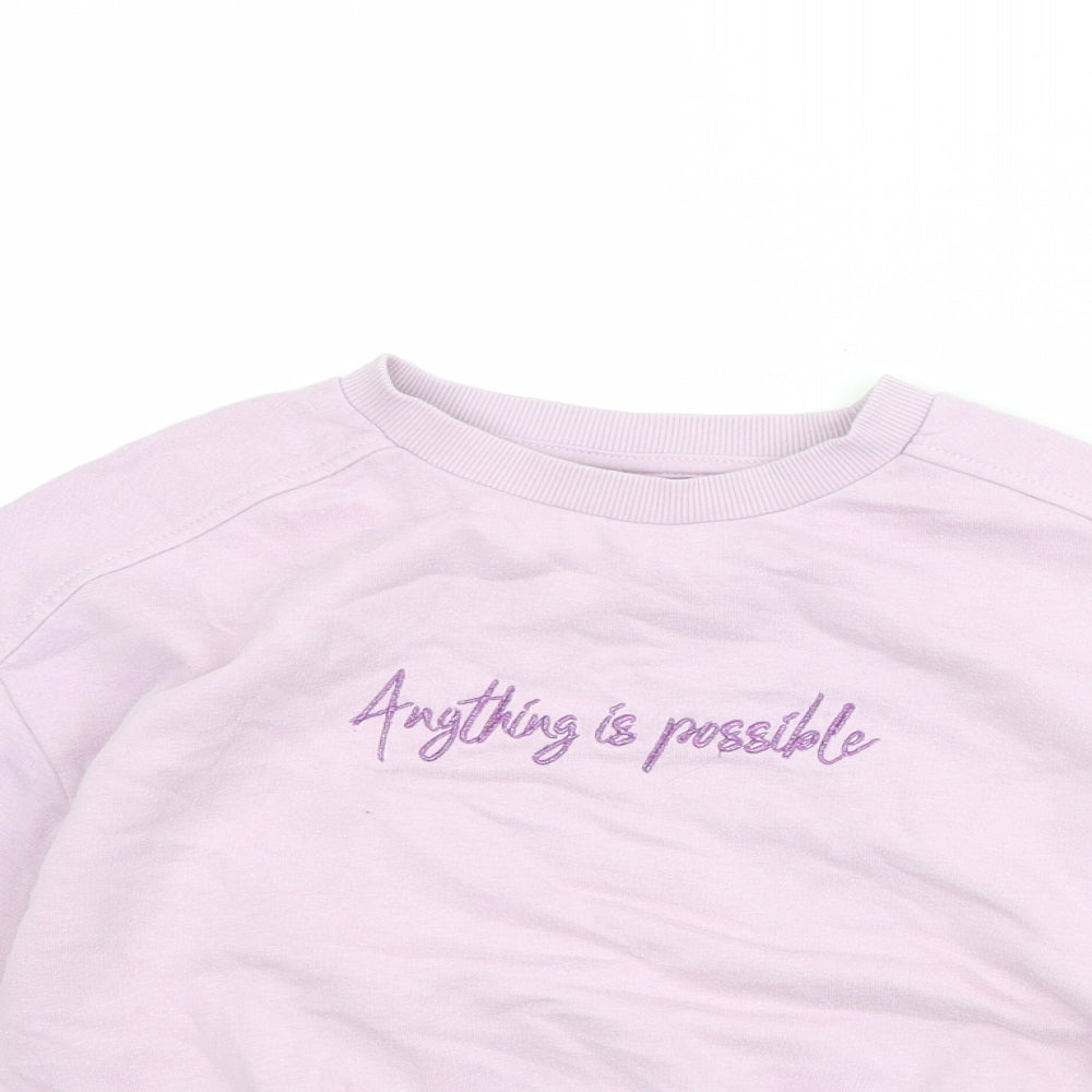 NEXT Girls Purple Cotton Pullover Sweatshirt Size 9 Years Pullover - Anything is Possible