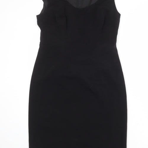 Ann Taylor Womens Black Polyester Shift Size M Round Neck Zip