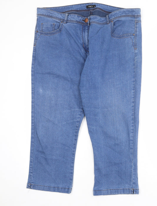 M&Co Womens Blue Cotton Straight Jeans Size 20 Regular Zip