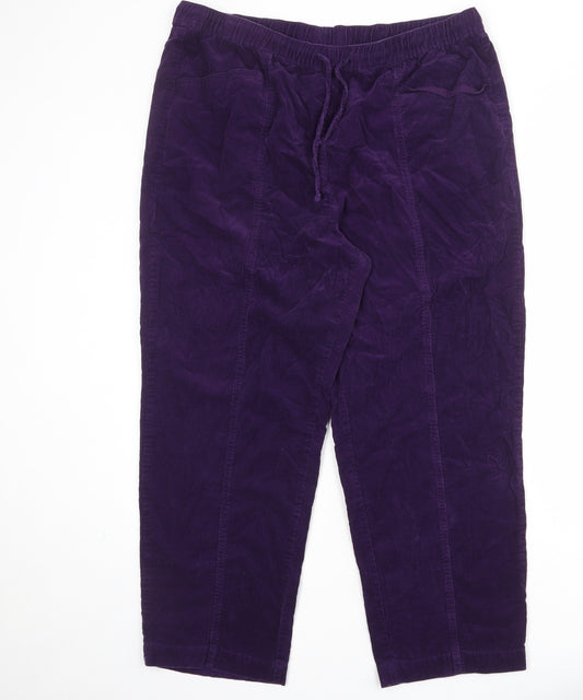 EWM Womens Purple Cotton Jogger Trousers Size 36 in Regular Drawstring
