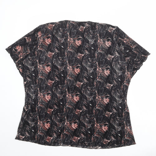 BASSINI Womens Black Geometric Polyester Basic Blouse Size 22 Round Neck