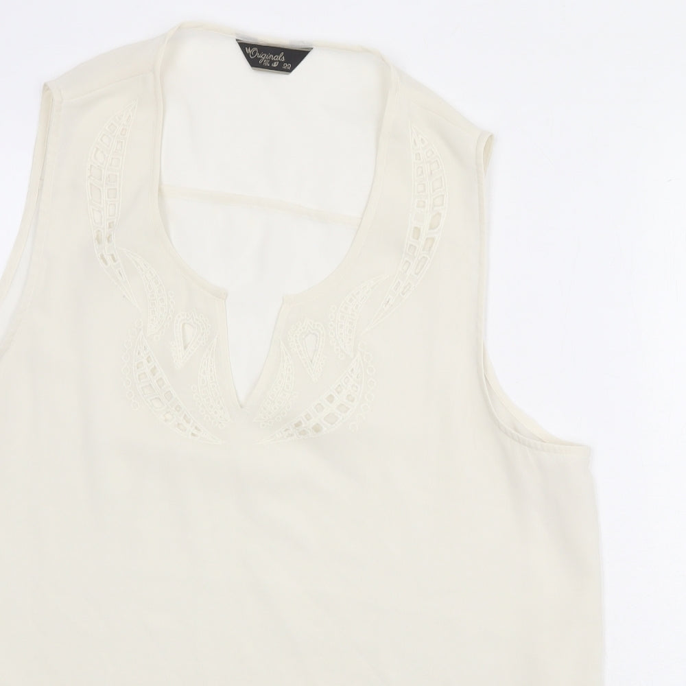 Originals Womens Ivory Polyester Basic Blouse Size 22 V-Neck