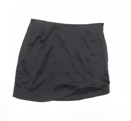 Bershka Womens Black Polyester Mini Skirt Size M Zip