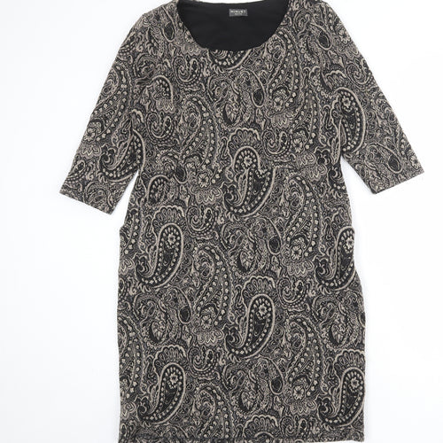 Minuet Womens Multicoloured Paisley Polyester A-Line Size 12 Round Neck Zip