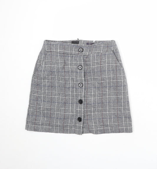 Marks and Spencer Womens Multicoloured Plaid Polyester A-Line Skirt Size 10 Zip