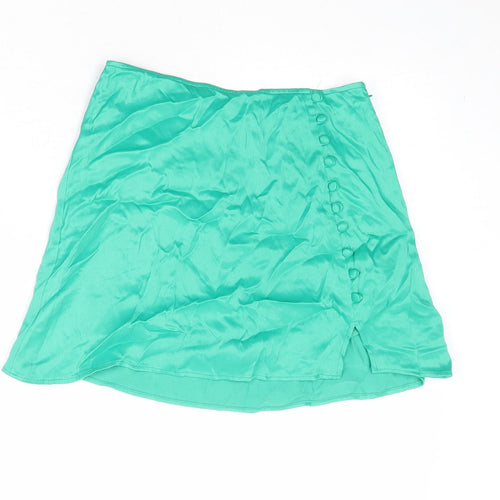 Zara Womens Green Polyester Mini Skirt Size XS Zip