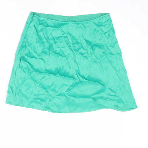 Zara Womens Green Polyester Mini Skirt Size XS Zip