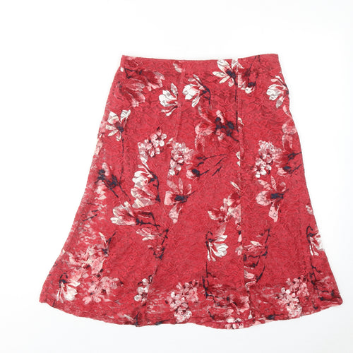 Bonmarché Womens Pink Floral Polyester Swing Skirt Size 12