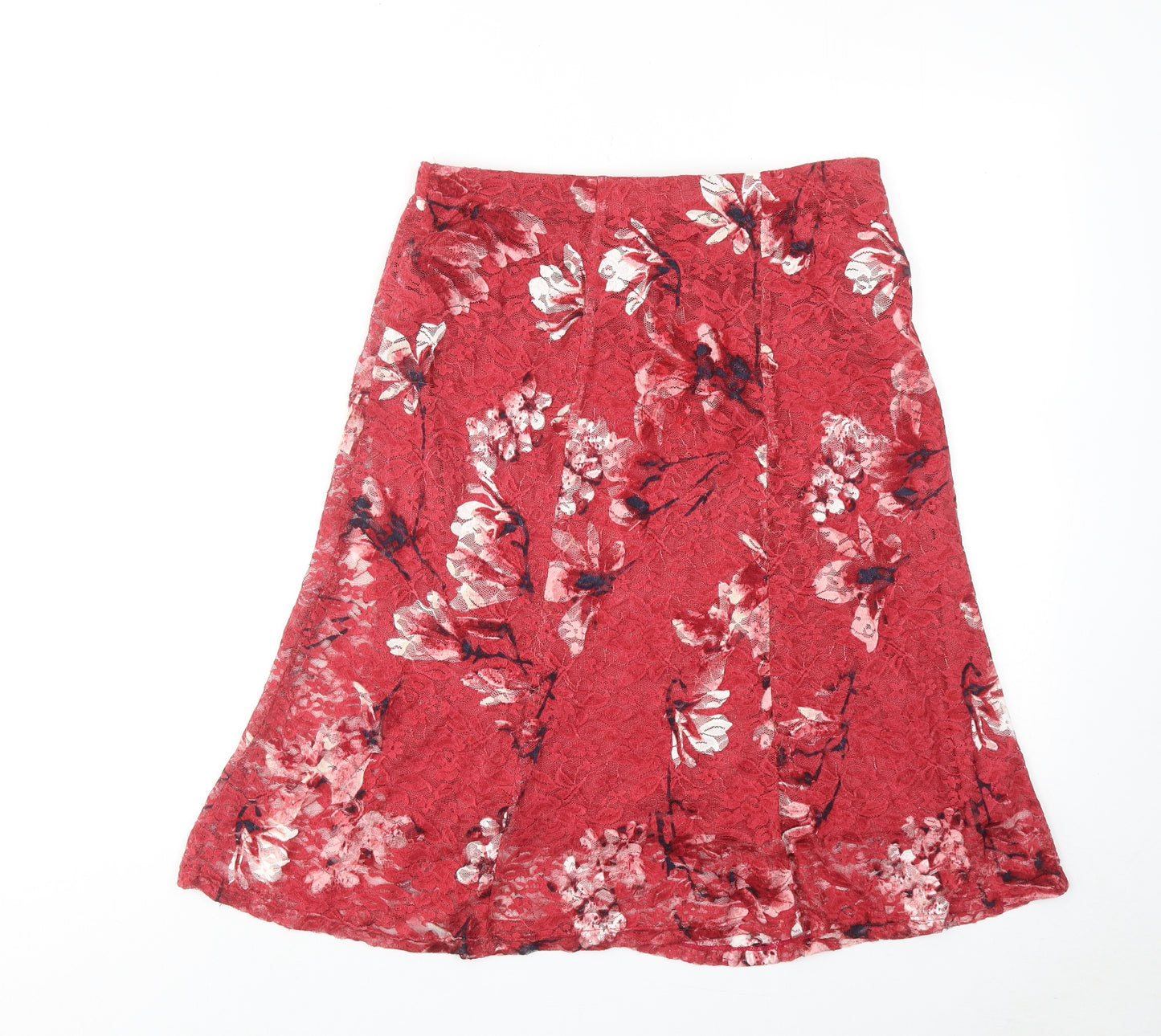 Bonmarché Womens Pink Floral Polyester Swing Skirt Size 12
