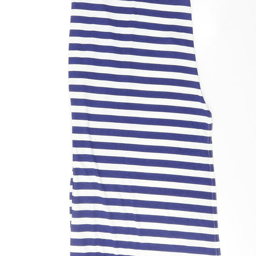 Boohoo Womens Blue Striped Viscose Maxi Size 8 V-Neck Pullover
