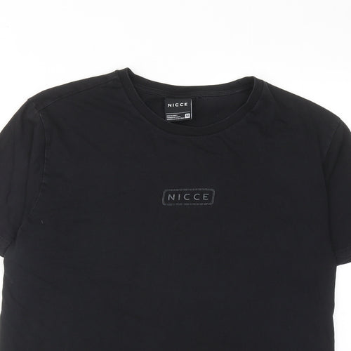NICCE Mens Black Cotton T-Shirt Size M Round Neck